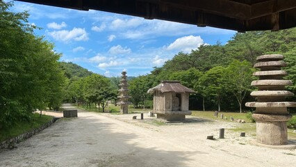 Unjusa, known as the temple of residing clouds or the temple of one thousand stone Buddhas and one thousand stone pagodas in South Korea, in the summer of 2022. 