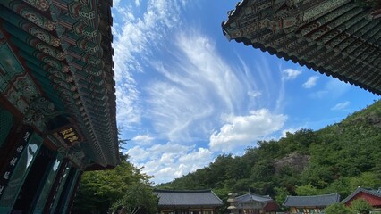 Unjusa, known as the temple of residing clouds or the temple of one thousand stone Buddhas and one thousand stone pagodas in South Korea, in the summer of 2022. 