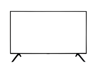 Smart tv or television with blank screen isolated on white background