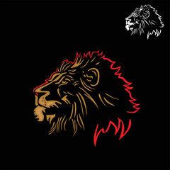 great lion head logo, silhouette of brave predator vector illustrations