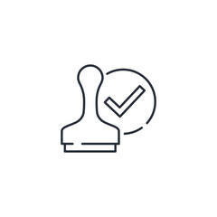 Obraz premium Seal yes. Approved . Check Mark . Vector linear icon isolated on white background.
