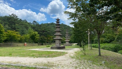 Unjusa, known as the temple of residing clouds or the temple of one thousand stone Buddhas and one thousand stone pagodas in South Korea, in the summer of 2022. 