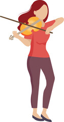 Woman practicing violin lesson.