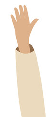 Raising hand for vote, volunteer and support activity concept. Human body gesture in PNG.