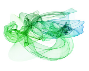Obraz na płótnie Canvas The magical form of green wave swirl smoke ribbon shape. abstract Green-Blue background