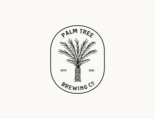 Vintage palm tree logo design for brewing company