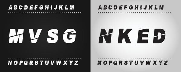 MVSG  Sports minimal tech font letter set. Luxury vector typeface for company. Modern gaming fonts logo design.