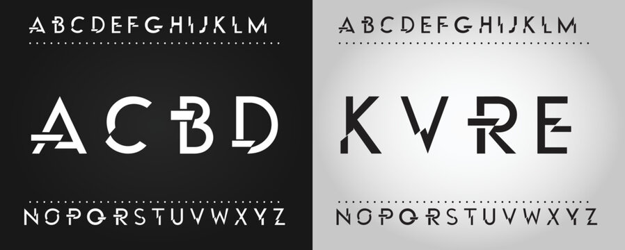 ACBD Sports minimal tech font letter set. Luxury vector typeface for company. Modern gaming fonts logo design.