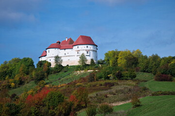 Scenic view of Veliki Tabor castle on the top of the hill