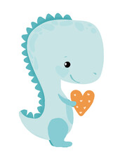 Obraz premium Cute textured dinosaur illustration with a hear 