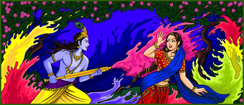 Radha, Krishna Playing Holi(festival of colors)
