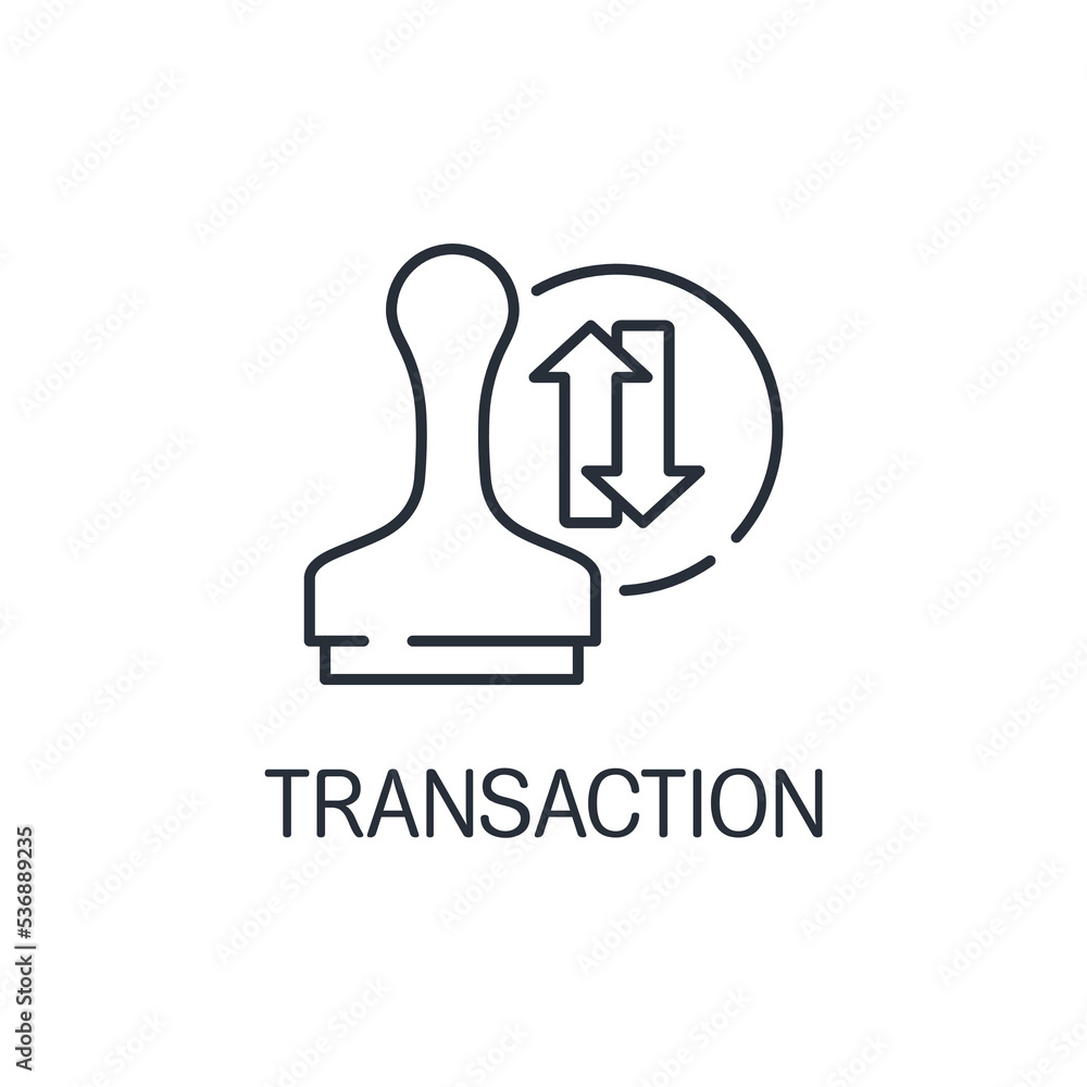Poster print with movement arrows. approved transaction. vector linear icon isolated on white background.