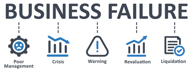 Business Failure icon - vector illustration . Business, Failure, poor, management, crisis, warning, revaluation, liquidation, infographic, template, concept, banner, pictogram, icon set, icons .