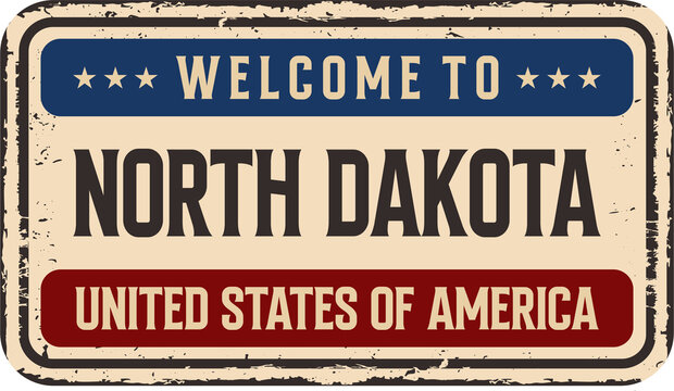Welcome to North Dakota vintage rusty license plate
