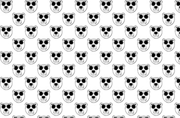 polar bear with glasses, black and white pattern