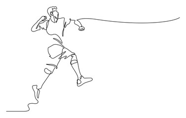 Fototapeta premium continuous line drawing of man happiness and fist illustration