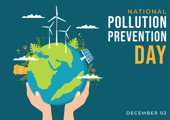 National Pollution Prevention Day for Awareness Campaign About Factory, Forest or Vehicle Problems in Template Hand Drawn Cartoon Flat Illustration