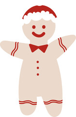 Warm and Joyful Christmas Gingerbread Man Cookie Illustration