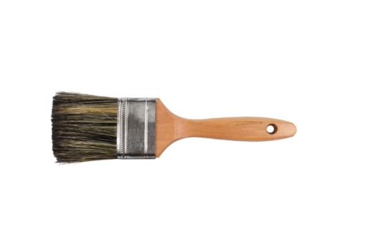 Clean new paint brush isolated on transparent background.