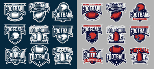 Rugby and football collections logotype template. Sport modern logo and symbol illustration. Minimalist team sport design. Vector eps 10.