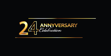 24th anniversary celebration. 24 year anniversary celebration. Golden anniversay celebration. Banner anniversary celebration