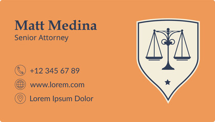 Senior attorney business card with contact info