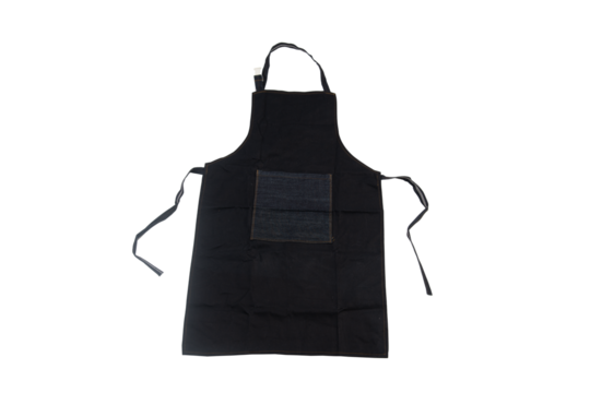 Black kitchen apron isolated on a transparent background