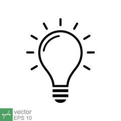 Light bulb icon. Simple outline style. Creative, analytical thinking processing, electrical lamp, idea solution concept. Thin line vector illustration isolated on white background. EPS 10.
