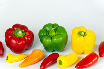 Vegetables on a white background. Fletley. Diet and proper nutrition