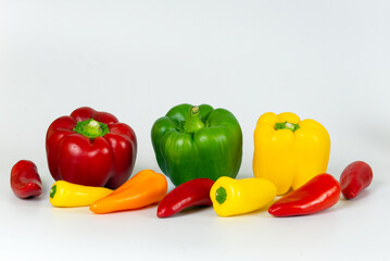 beautiful juicy vegetables on a white background, top view, flatley