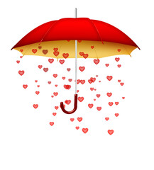 Red Umbrella with Flying Heart