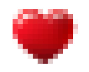 Red Hearts Pixelated Style