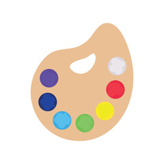 Painting supplies, color palettes, colorful tubes, watercolors, oil paints, acrylic paints.