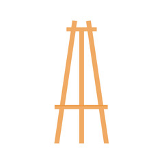 Wooden easel template of a colored table and white paper,Blank canvas on a painting easel,white drawing paper