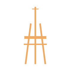 Wooden easel template of a colored table and white paper,Blank canvas on a painting easel,white drawing paper