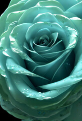 blue rose with drops 3d render