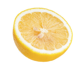 Yellow Lemon and slice on white background, Lemon Fruit with leaf on a white background PNG File.