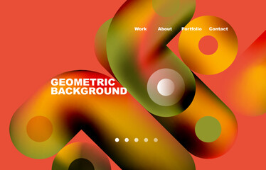 Website landing page abstract geometric background. Circles and round shapes. Web page for website or mobile app wallpaper