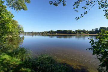 Loire river bank near Orleans city. Saint-Denis-en-Val village