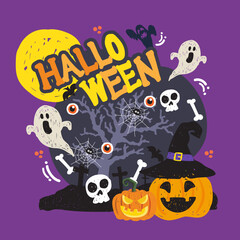 illustrations for Halloween design banner poster background four
