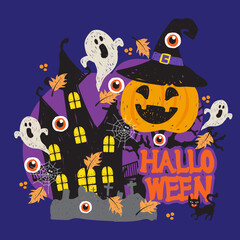illustrations for Halloween design banner poster background six