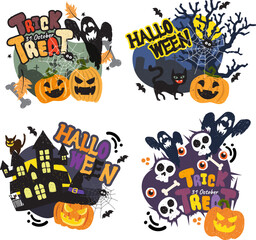 illustrations for Halloween design banner poster background one