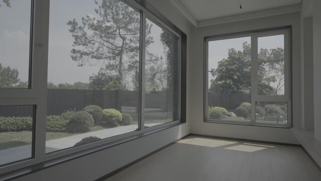 interior of empty corridor of luxury villa
