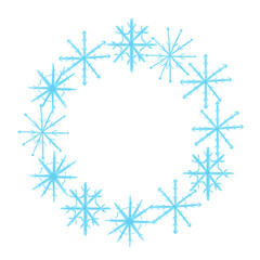Winter circle frame with snowflake