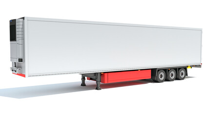 Reefer Refrigerator Trailer 3D rendering on white background