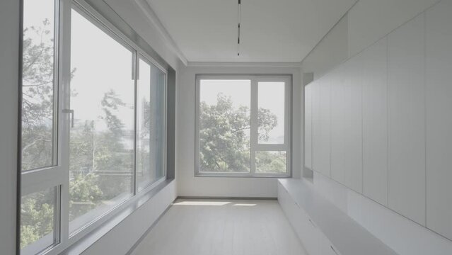 interior of empty corridor of luxury villa