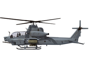 Fototapeta na wymiar Military Attack Helicopter 3D rendering on white background