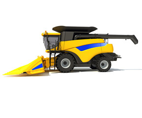 Fototapeta premium Combine Farm Harvester 3D rendering on white background
