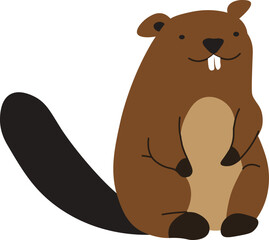 Forest animals, portrait of semiaquatic beaver