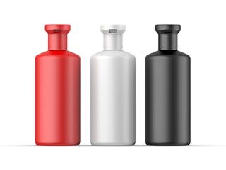 Cosmetic bottle mockup for cream, liquid soap, foams, lotion, shampoo. clean plastic bottle on isolated white background, 3d render illustration.